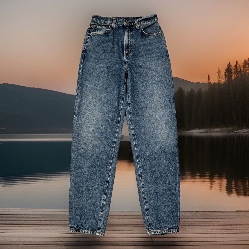 Goldsign Mom Jeans 24 (25x28.5) Blue Denim Hemmed Cotton Tapered Womens